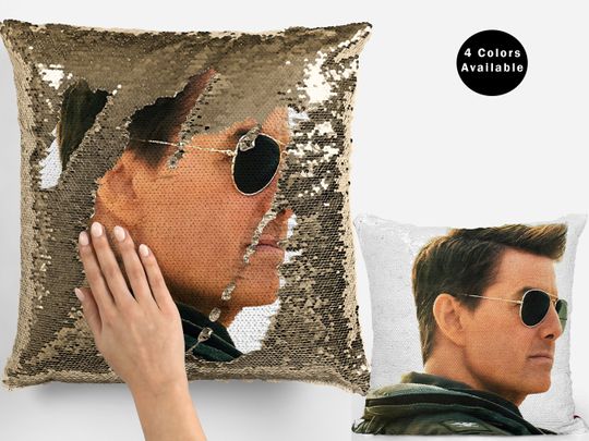 Tom Cruise Sequin Pillow Cover, Celebrity Flip Sequin Pillowcase