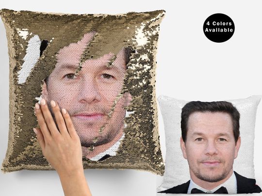 Mark Wahlberg Sequin Pillow Cover - Celebrity Pillowcase for Fans