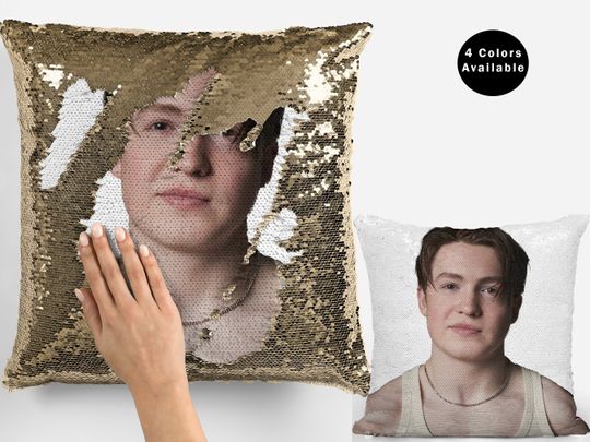 Kit Connor Sequin Pillow Cover, Celebrity Flip Pillowcase