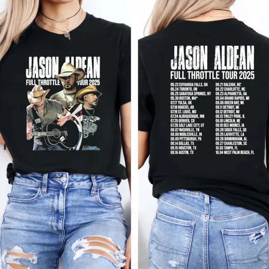 Discover Jason Aldean Full Throttle Tour 2025 T-shirt, Country Music Concert Tee