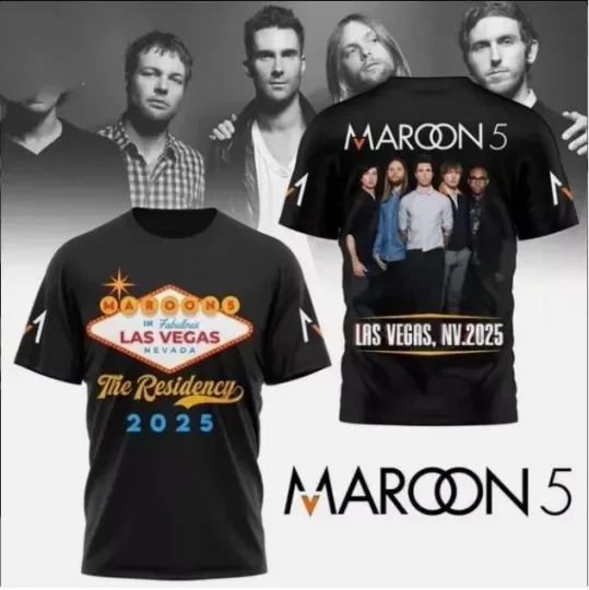 Maroon 5 The Residency 2025 Tour AOP 3D T-shirt
