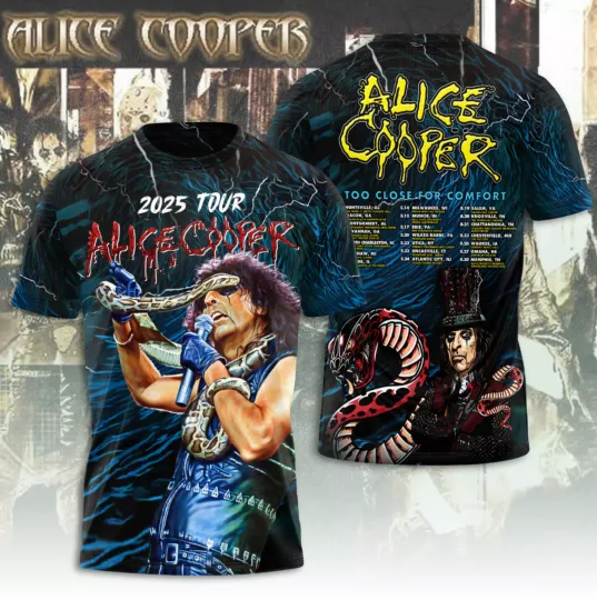 Alice Cooper 3D T-Shirt Too Close For Comfort Tour 2025