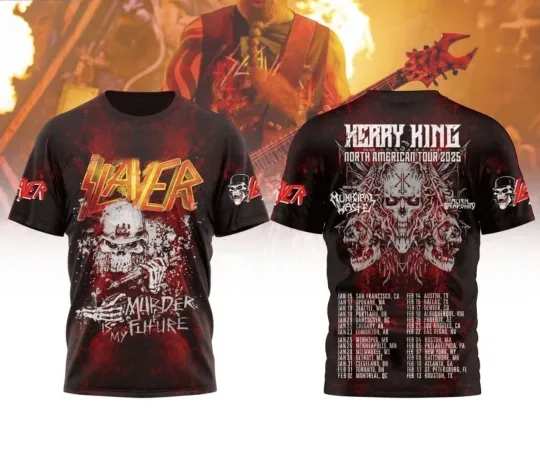 Slayer Kerry king North American Tour 2025 3D T-Shirt Unisex T- shirt