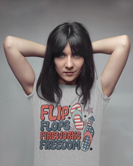 Flip Flops Fireworks Freedom Tee - Summer Vibes, Independence Day Shirt, Beach Life, Casual Wear, Gift for Her, Relaxed Fit