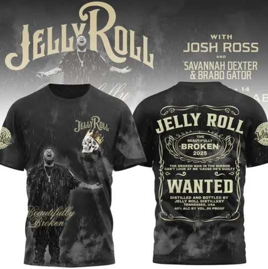 Jelly Roll The Beautifully Broken 2025 Tour 3D T-Shirt