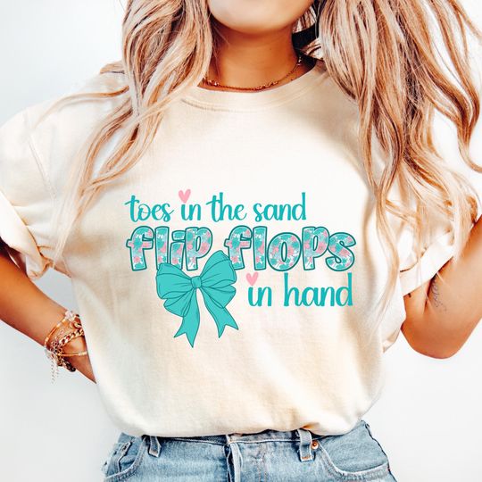 Toes in the Sand  Flip Flops  Coquette Sublimation Design Trendy Summer Shirt Beach  Beach Vibes  Lake Life  Preppy Flip Flop