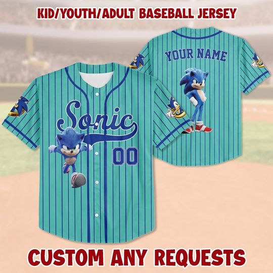 Discover Personalized Sonic Bseball Jersey , Sonic Jersey, Sonic Party Jersey, Sonic Birthday Gift, Baseball Team Outfit