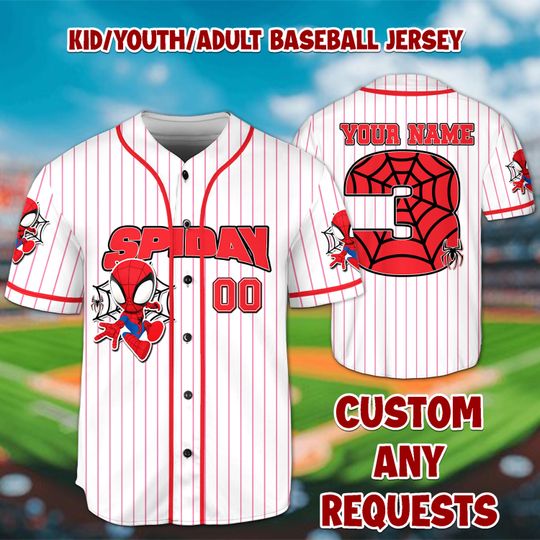 Customized Spiderman Collection Baseball Jersey, Custom Spider Verse Baseball Jersey Team, Disney Baseball Team Outfit, Birtday Boy gift