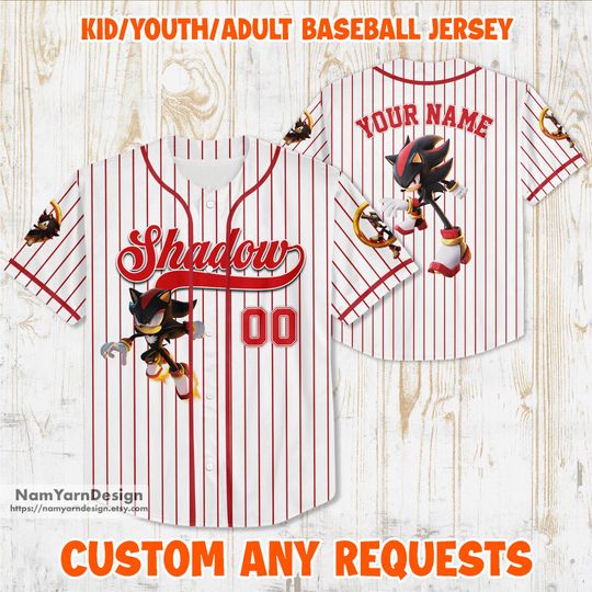 Personalize Sonic Shadow The Hedgehog Simple Jersey, Custom Name & Number Sonic Jersey, Funny Sonic Party Shirt, Sonic Birthday Gift