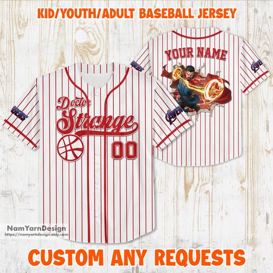 Personalized Doctor Strange Baseball Jersey, Black panther Baseball Jersey, Custom Kid Youth Adult Baseball Jersey, Disney Birthday Gift