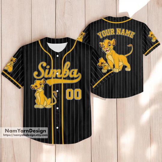 Personalize Lion King Baseball Jersey, Simba Baseball Jersey, Baseball Team Jersey, Gift For Baseball Fan, Matching Family T-Shirt