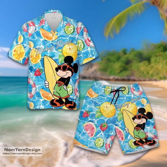 Disney Mickey Mouse Hawaiian Shirt And Short, Disney Mouse Shirt, Disney Aloha Shirt, Family Summer Vacation Shirt, Disney Hawaiian Shirt