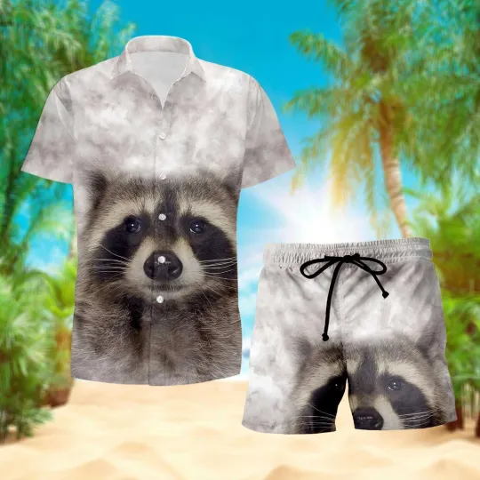 Raccoon Hawaiian Shirt Men Women Youth Fun Animal Print Be Hawaiian Shirt  Short