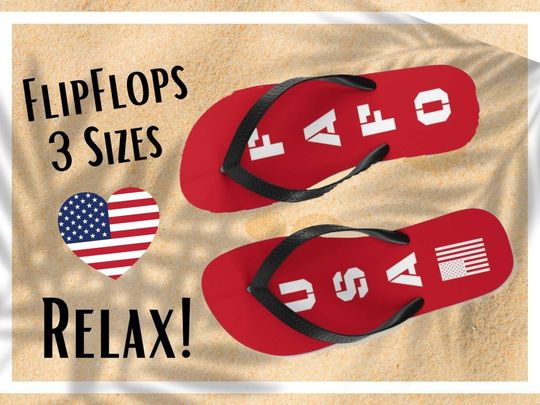 Patriotic USA Flip Flops, Unisex Military Flip Flops, USA FAFO Flip-flops
