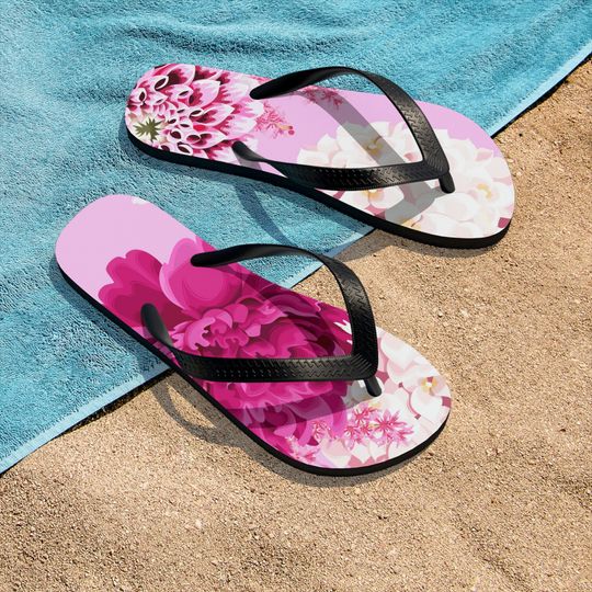 Floral KAELI Women Flip-Flops, Summer Flip-Flops, Pink Flip-Flops, Flower Flip-Flops, Matching Flip-Flops, Mom Flip-Flops, Summer Gift