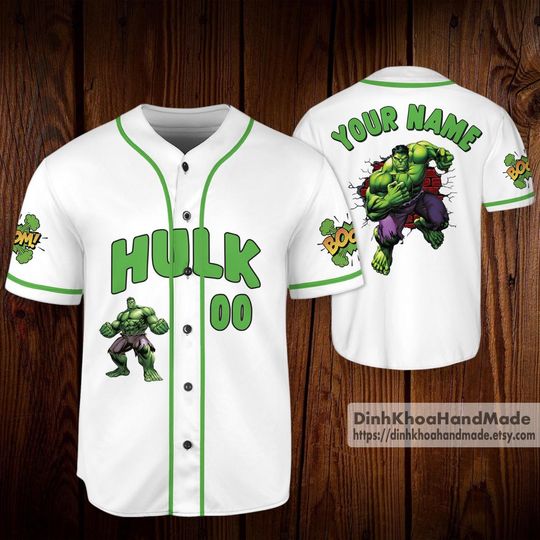 Custom Marvel Hulk Baseball Jersey, Hulk Superhero Kids Jersey, Personalized Hulk Baseball Jersey, Superhero Matching Group Shirt