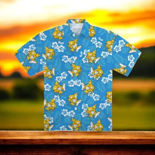 Magikarp Aloha Hawaiian Shirt Short Sleeve Summer Beach Size S - 5XL