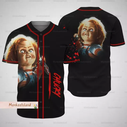 Halloween Chucky Child's Play 3D BASEBALL JERSEY SHIRT Father Day Gift US Size
