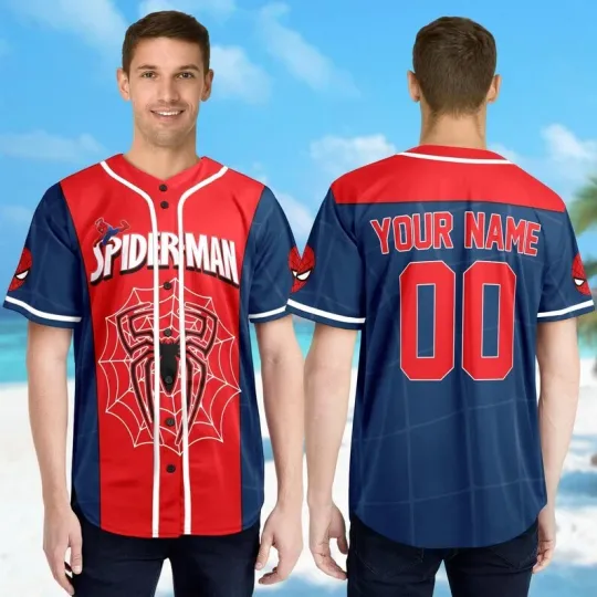 Personalized Spiderman Superhero Spider Web Father's Day Baseball Jersey Shirt