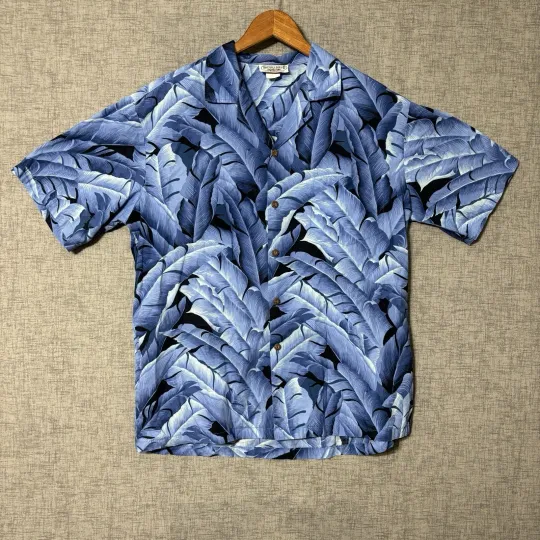 VTG Pacific Legend Hawaiian Shirt Blue Floral Short Sleeve Button Mens L MiUSA