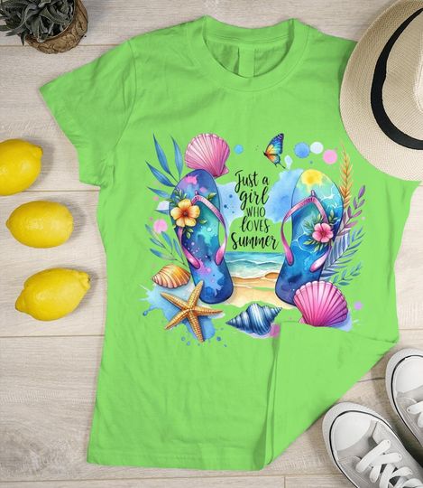 Summer Vibes  Softstyle T-Shirt, Beach Lover's Tee, Vacation Shirt, Casual Summer Wear Flip Flops