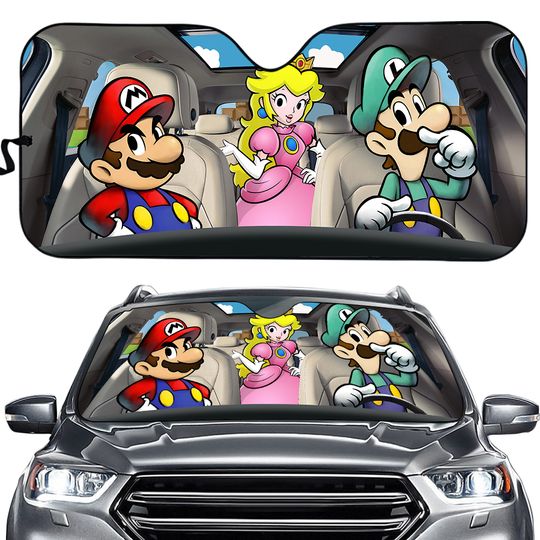 Mario Kart Car Auto Sunshade | Mario Bro Luigi Princess Peach Car Windshield