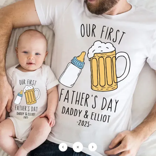 Personalized First Father's Day Daddy and Baby Outfit | CWFamily88