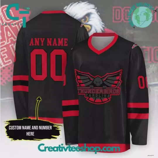 Personalized Carolina Thunderbirds Hockey Shirt Unisex 2025 Black