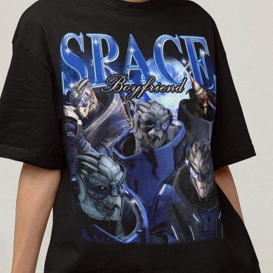 Unisex Vintage Garrus Vakarian  Bootleg T-Shirt, Mass Effect Space Boyfriend Shirt