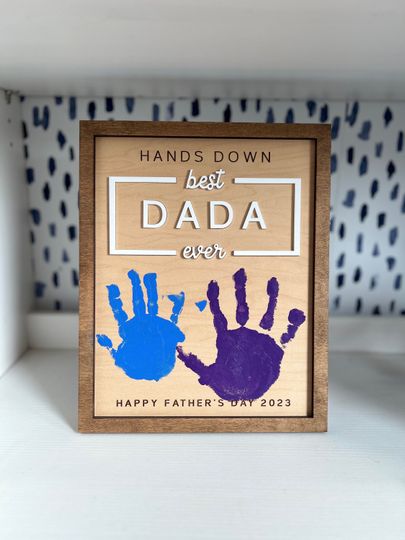 Fathers Day Gift 2025, Custom Fathers Day Gift, Best Dad Hands Down, Handprint Art For Dad, New Dad, First Fathers Day, Best Dada Ever