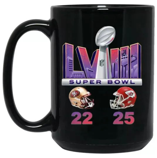 Super Bowl 58 2024 LVIII SF 49ers KC Chiefs Final Score Mug