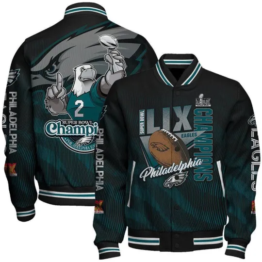 Philadelphia Eagles Super Bowl Lix Champions Green White Storm Jacket