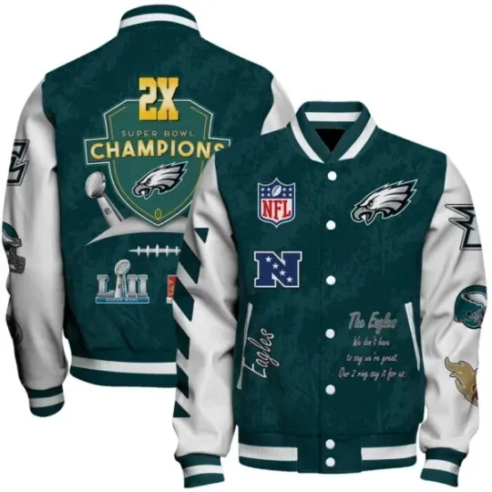 Philadelphia Eagles 2X Super Bowl Lix Champions Winning Spirit Jacket
