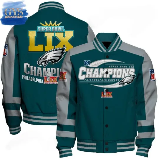 Philadelphia Eagles Super Bowl Lix Victory Baseball Jacket, Gift For Fan