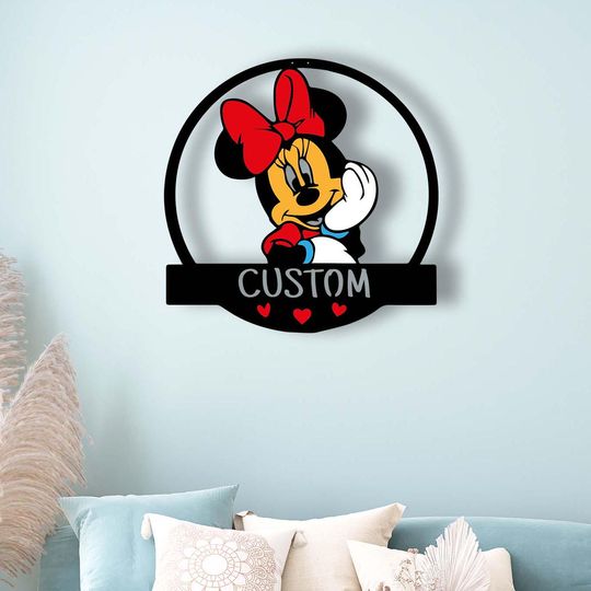 Metal Mickey Mouse Wall Art Decor, Home Decor, Mickey Mouse Name Sign, Personalized Disney Metal Wall Art, Custom Last Name Metal Wall Sign