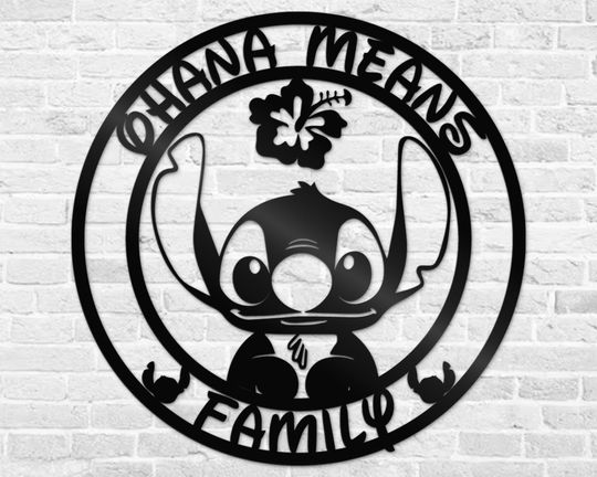 Ohana Family Metal Sign - Ohana Outdoor Sign - Stitch Sign - Disney Sign - Disney Decor - Disney Home Gifts - Room Decor - Birthday Gifts