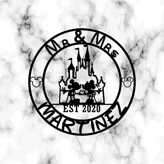 Personalized Mr and Mrs Metal Sign, Disney Castle Sign, Disney Metal Gifts,Valentines Day Gifts,Mickey & Minne Metal Sign,Wedding