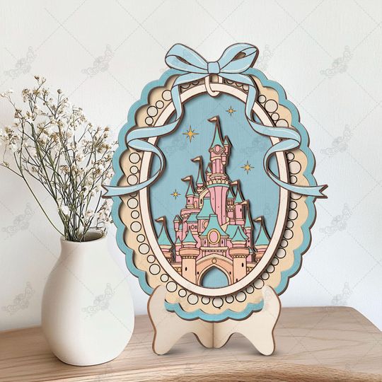 Retro Princess Magical Castle Bow Wooden Sign, Disney Castle Sign, Family Trip Decor, Coquette Princess Castle Sign
