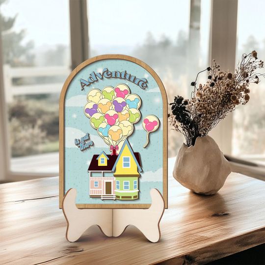 Disney Adventure Is Out There UP Movie Wood Sign, PIXAR UP, Carl and Ellie Decor, Up home decor, Disney House Balloon Decor