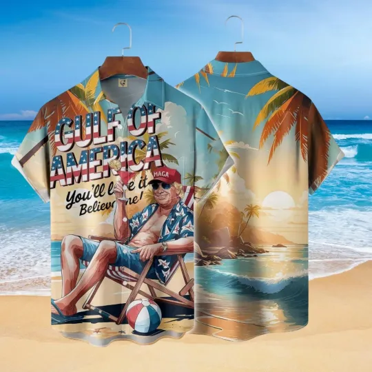 "Trump 'Gulf of America' Hawaiian Shirt – Funny MAGA Beach Essential
