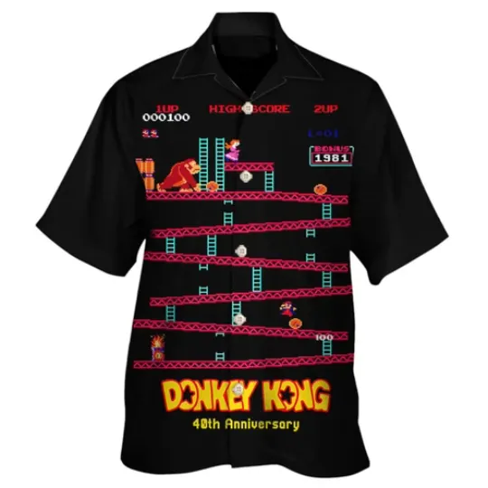 Donkey Kong 40th Anniversary Hawaiian Shirt Aloha Summer Beach Button Down