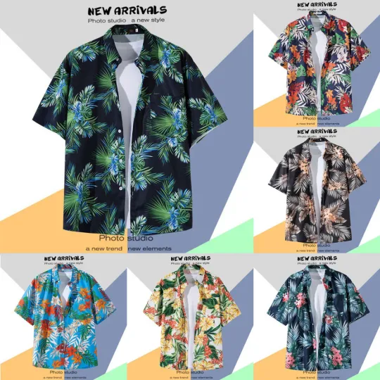 Mens Hawaiian Shirts Aloha Summer Casual Beach Button Down Cruise Holiday Fancy│