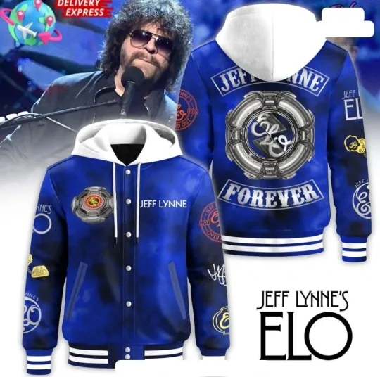 Jeff Lynnes ELO Forever Limited Edition Blue Hooded Baseball Jacket Gift For Fan