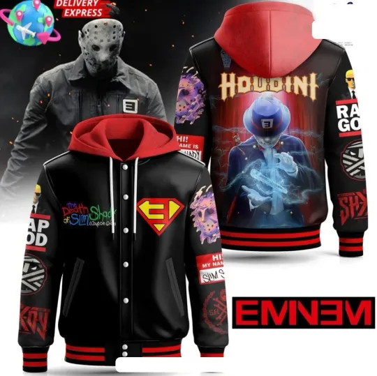 Eminem Houdini The Death of Slim Shady Hooded Baseball Jacket, Gift Shirt All