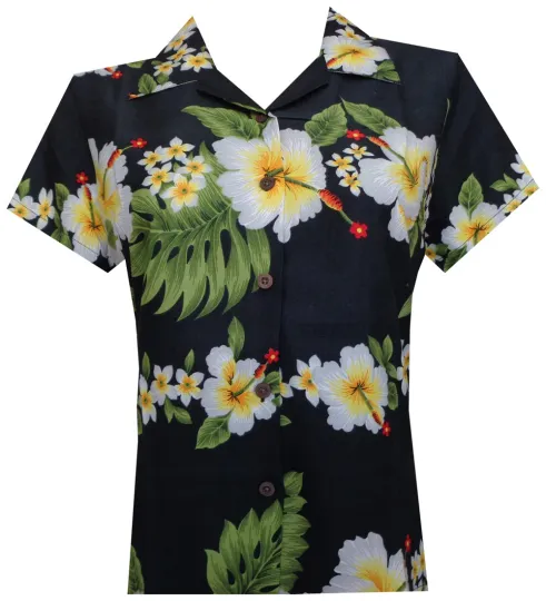 Women's Hawaiian Shirts Beach Hibiscus Floral Top Blouse Aloha Party ShortSleeve