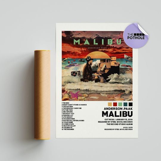 Anderson .Paak Posters / Malibu Poster / Album Tracklist Poster, Album Cover Poster Print Wall Art