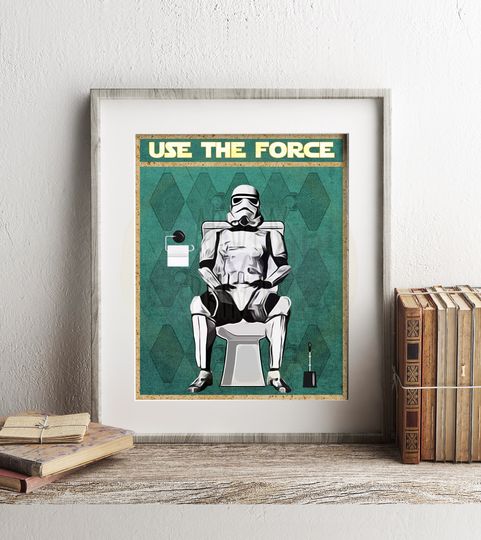 Discover Star Wars Stormtrooper Use The Force Art Print, Stormtrooper Art, Funny Bathroom Print, Funny Bathroom Decor, Star Wars Bathroom Wall Art
