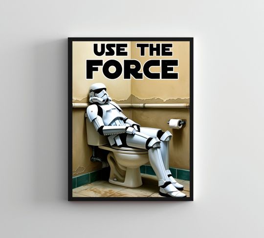Creative SERIES #37, Starwars Storm trooper poster, Starwars art, Funny toilet wall art, Starwars print, Bathroom art toilet, Starwars fans