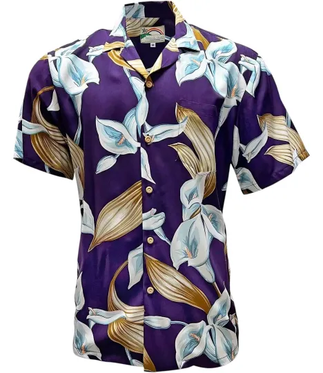 Calla Lily Purple Hawaiian Shirt Magnum PI