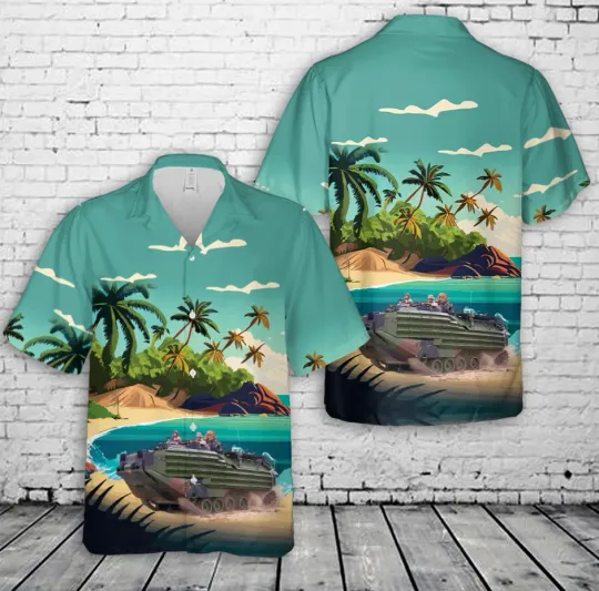 AAV-7A1 Assault Amphibious Vehicles Beach Landing Hawaiian Shirt Size S-5XL